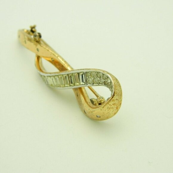 Crown Trifari Clear Baguette Rhinestone Abstract - Picture 3 of 5